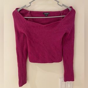 Pink Sweetheart Neckline Sweater